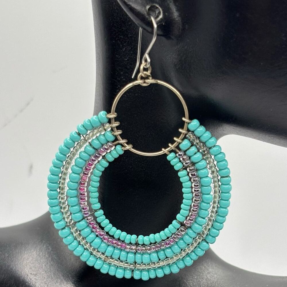 Western Turquoise Beaded Earrings